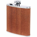 6oz Stainless Steel Flask with Genuine Sapele Wood Wrap
